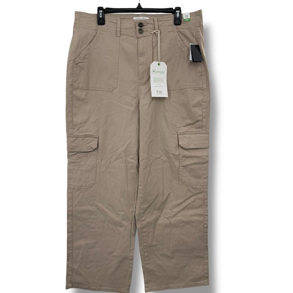NEW Macy's Regeneration Relaxed Cargo Pants Tan Size 16 Celebrity Pink Chino's